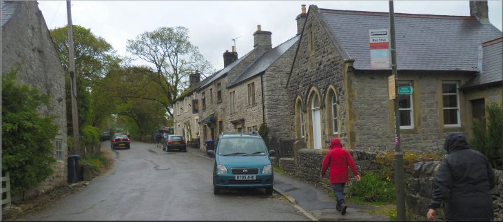 The road through Taddington village in the rain as neared our parking spot at the end of the walk