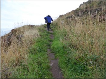 Following the Moray Coast Trail up the cliffs