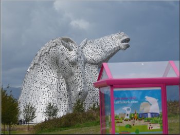 Arriving at the Pink Loop Bus stop back at the Kelpies