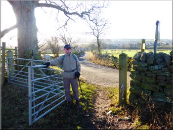Gate from the field path on to West Hall Lane