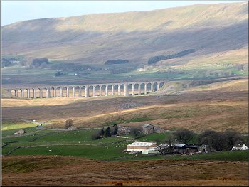 The Ribblehead viaduct seen from the Pennine Way