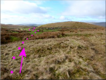 our route from New Head Hill to the wall at the sheep pens