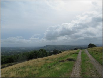 Looking back to the flat hill top of Otley Chevin