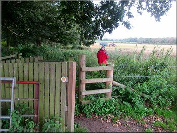 Kissing gate to the path along the edge of the woodland
