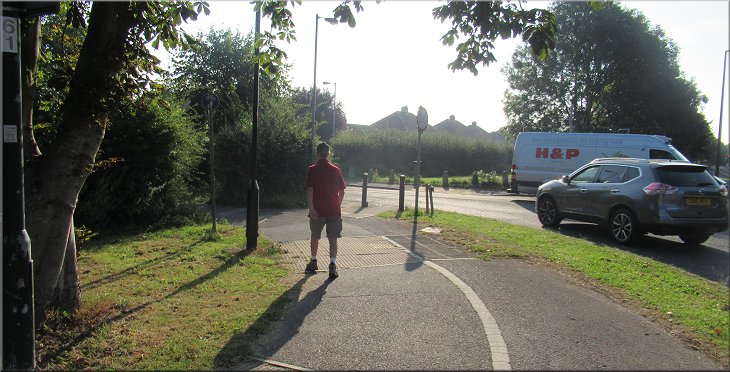 After crossing the A19 we followed the footway round the corner into Manor Lane