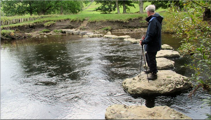 Stepping stones across the River Swale below Healaugh