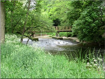 Footbridge over the River Skell at the end of Fisher Green